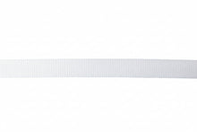 Load image into Gallery viewer, Close-up of a textured white Petersham ribbon strip on a plain background