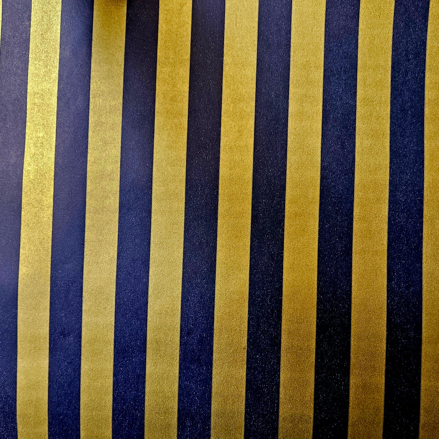 Wrapping Paper Matt Navy Blue and Gold Stripes (10 Meter Roll)