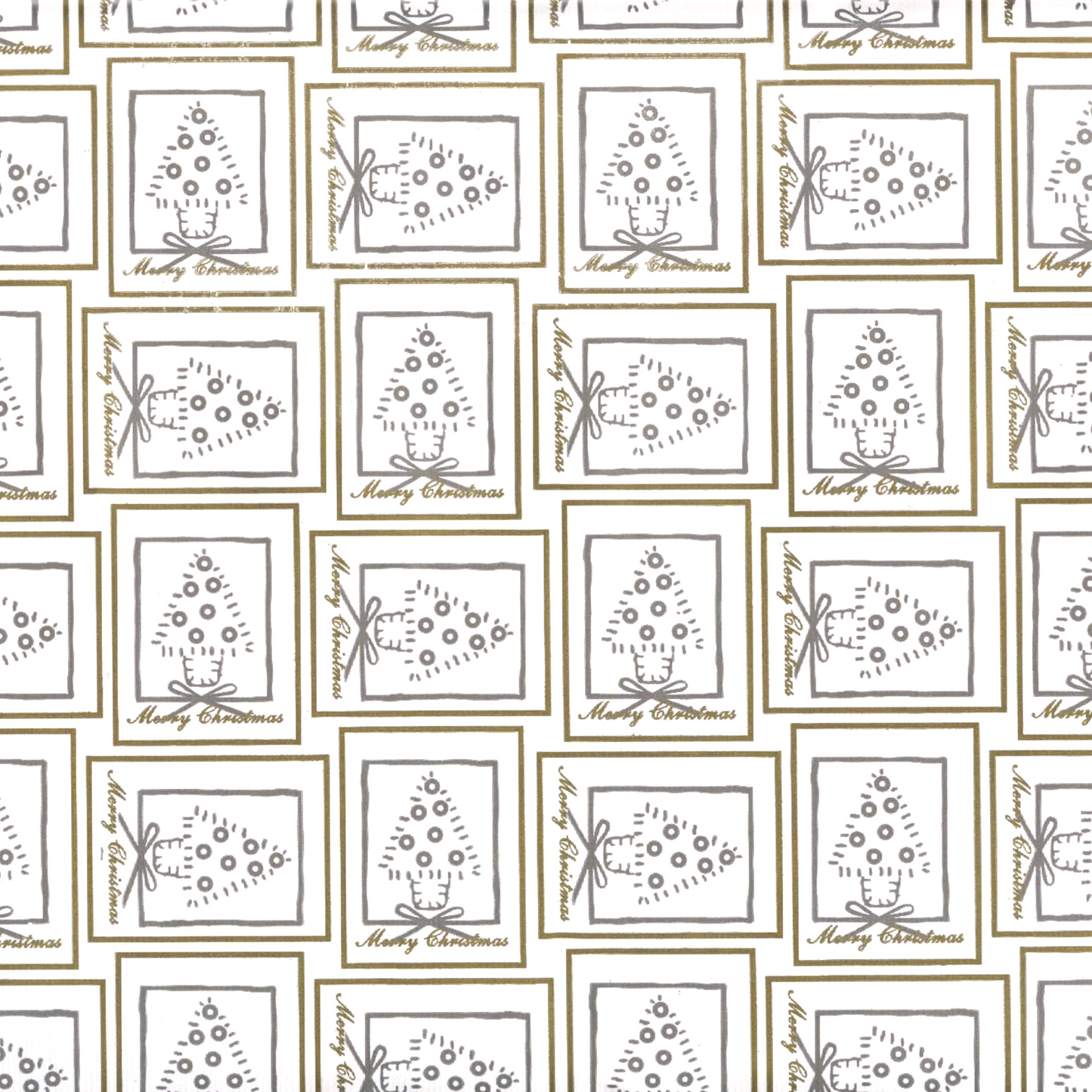 Christmas Wrapping Paper Gold and Silver Christmas Tree Squares (10 or 50 Meter Roll)
