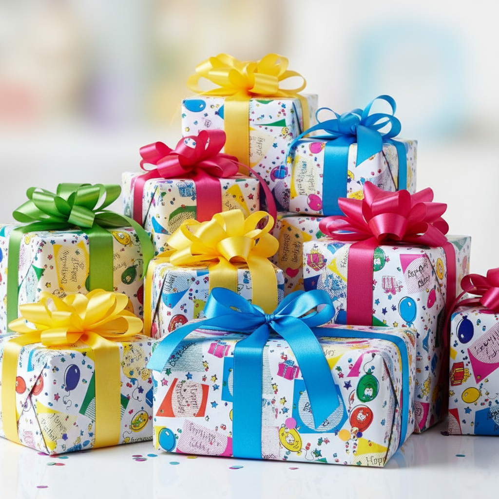 Wrapping Paper Happy Birthday Balloons (10 or 50 Meter Roll)