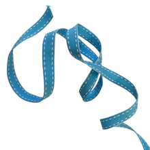 Load image into Gallery viewer, Petersham 10mm Blue with White Side Stitch (5, 20 or 50 Meter Roll)