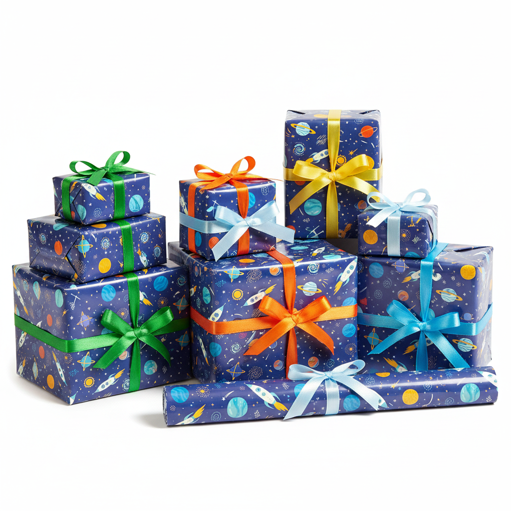 Wrapping Paper Starry Rockets Space (10 Meter Roll)