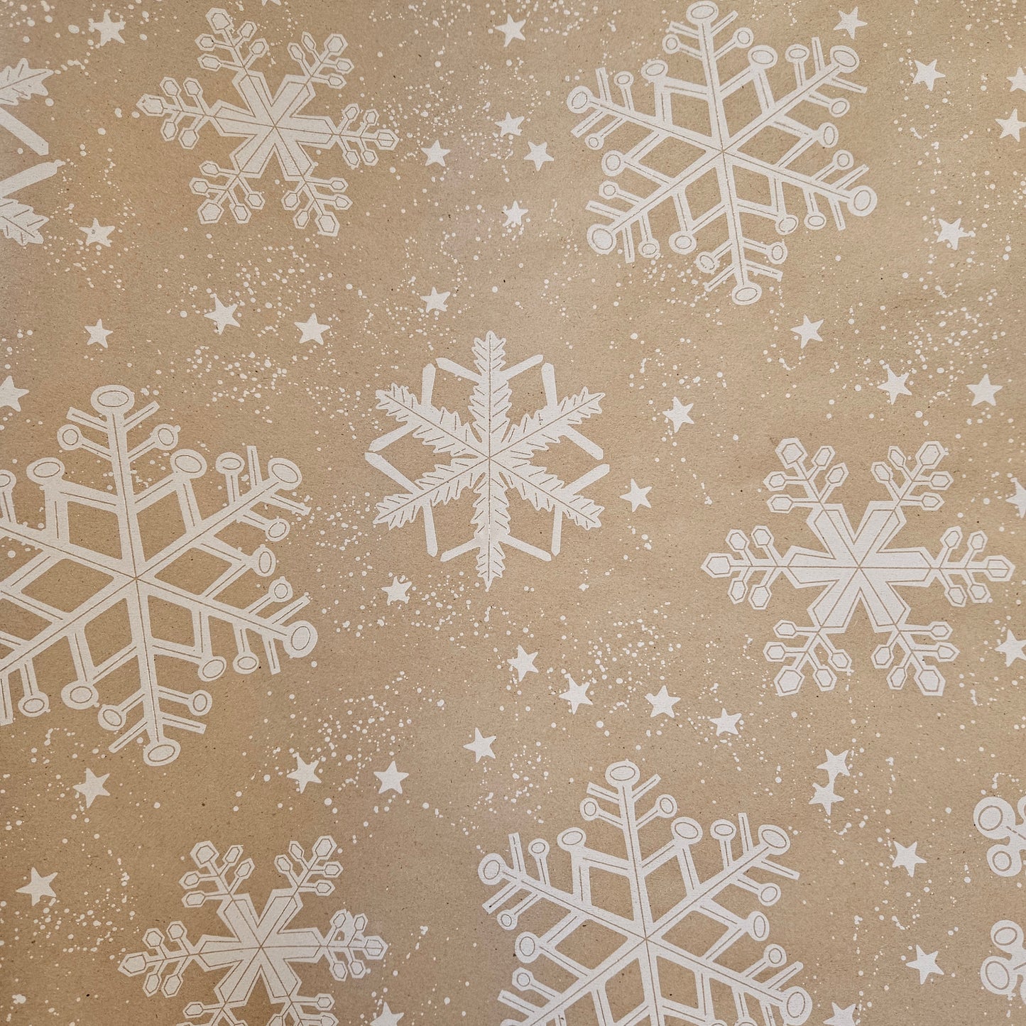 Christmas Wrapping Paper Kraft with White Snowflakes (10 or 50 Meter Roll)