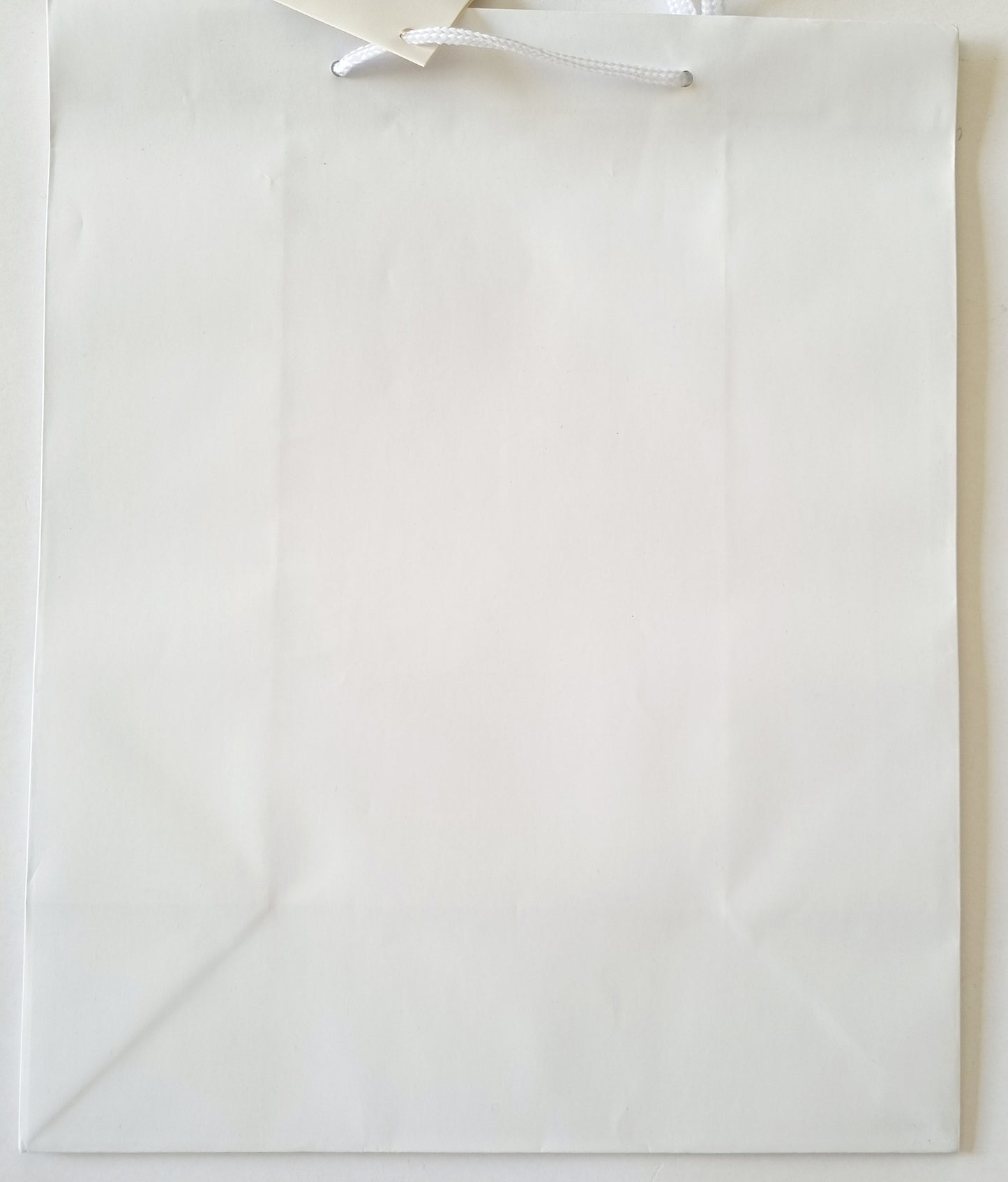 Gift Bag White with Cord Handle and Tag