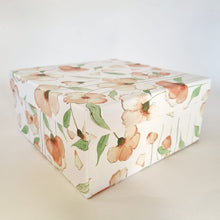 Load image into Gallery viewer, Gift Box Square Pink Flowers Design, Size in mm 215L x 215W x 100H Sq 4 Hand Painted then Printed Hand Made Made in SA Shop Local