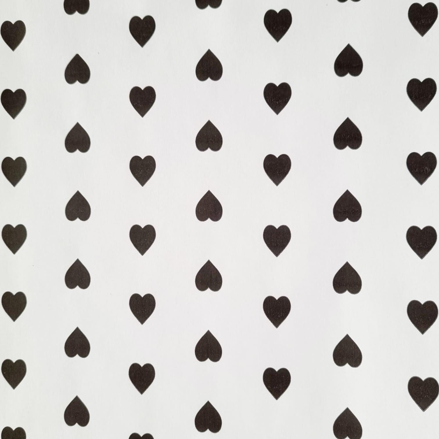 Wrapping Paper White with Black Hearts (10 Meter Roll) B Moore