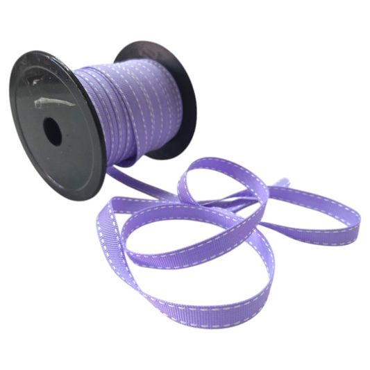 Petersham Ribbon Lavender with White Side Stitch 10mm (5, 20 and 50 Meter Rolls)