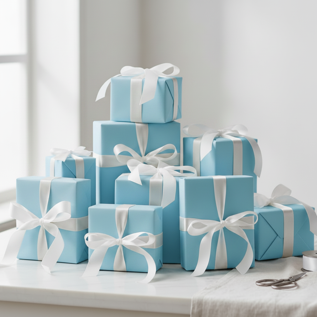 Wrapping Paper Plain Baby Blue  (10 or 50 Meter Roll)
