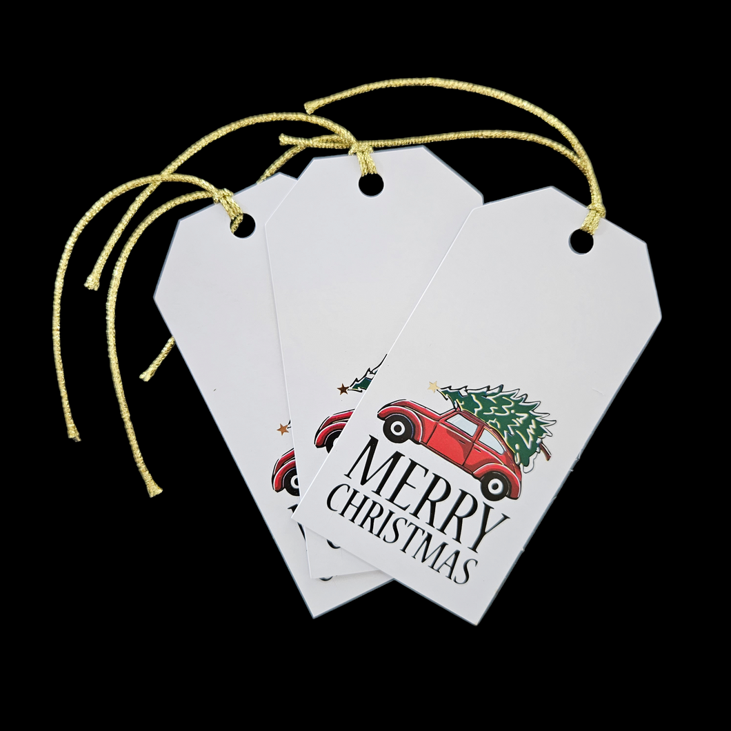Christmas Gift Tag VW Beetle & Christmas Tree (3 Tags Per Pack)