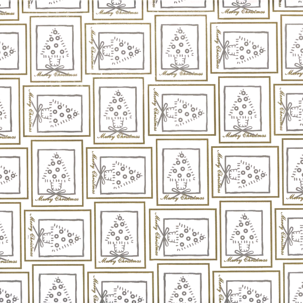 Christmas Wrapping Paper Gold and Silver Christmas Tree Squares (10 & 50 Meter Roll)