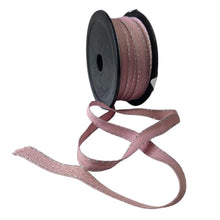 Load image into Gallery viewer, Cotton Ribbon Dusty Pink with Silver Lurex Side Stitch 10mm (20m Roll)
