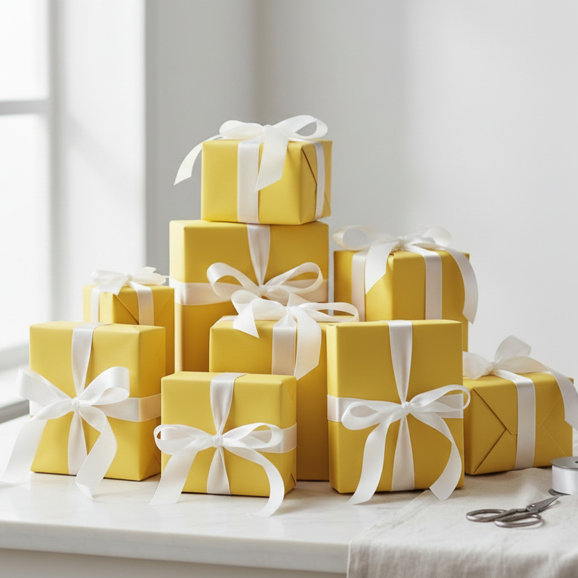 Wrapping Paper Plain Yellow (10 & 50 Meter Roll)