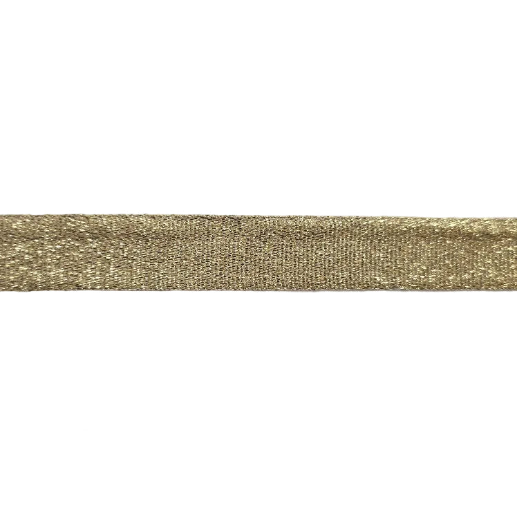 Gold metallic ribbon on a white background