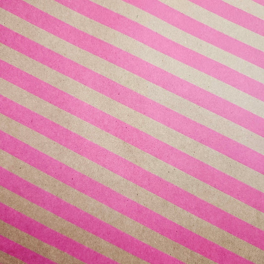 Wrapping Paper Diagonal Stripes on Kraft Pink or Black (10 Meter Roll)