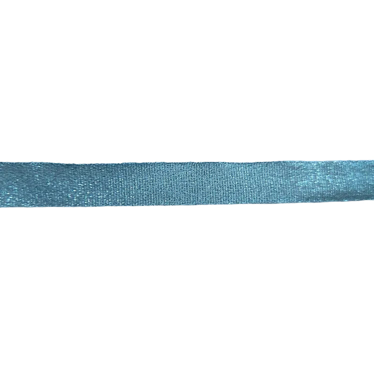 Light blue metallic glitter ribbon on a white background