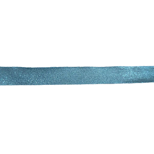 Light blue metallic glitter ribbon on a white background