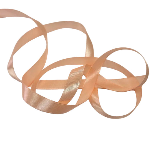 Peach Satin Ribbon 15mm wide on a white background.