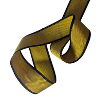 Load image into Gallery viewer, Petersham Ribbon Gold with Black Side Stripes 25mm (5, 20 or 50 Meter Roll)
