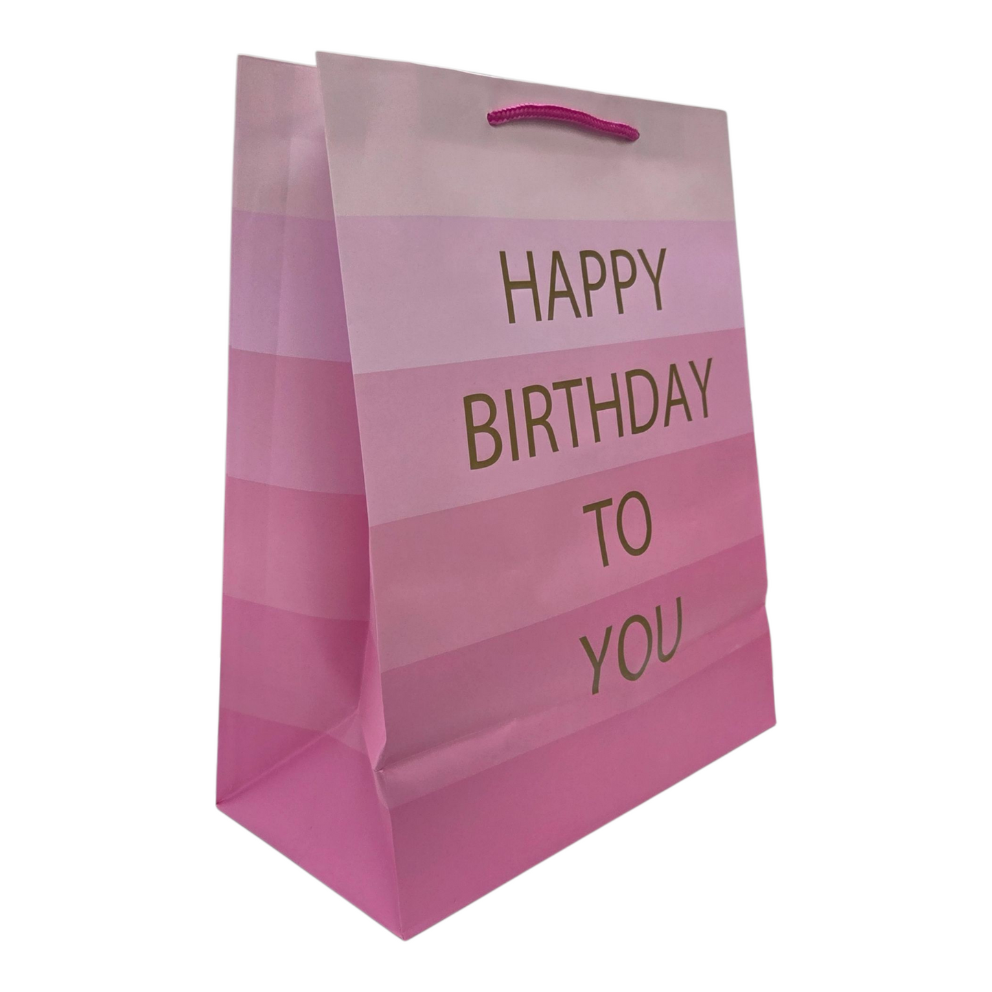 Pink Happy Birthday Gift Bag with Gold Foil