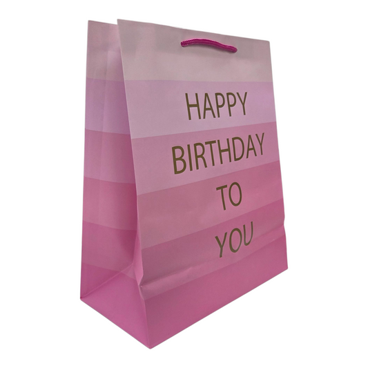 Pink Happy Birthday Gift Bag with Gold Foil