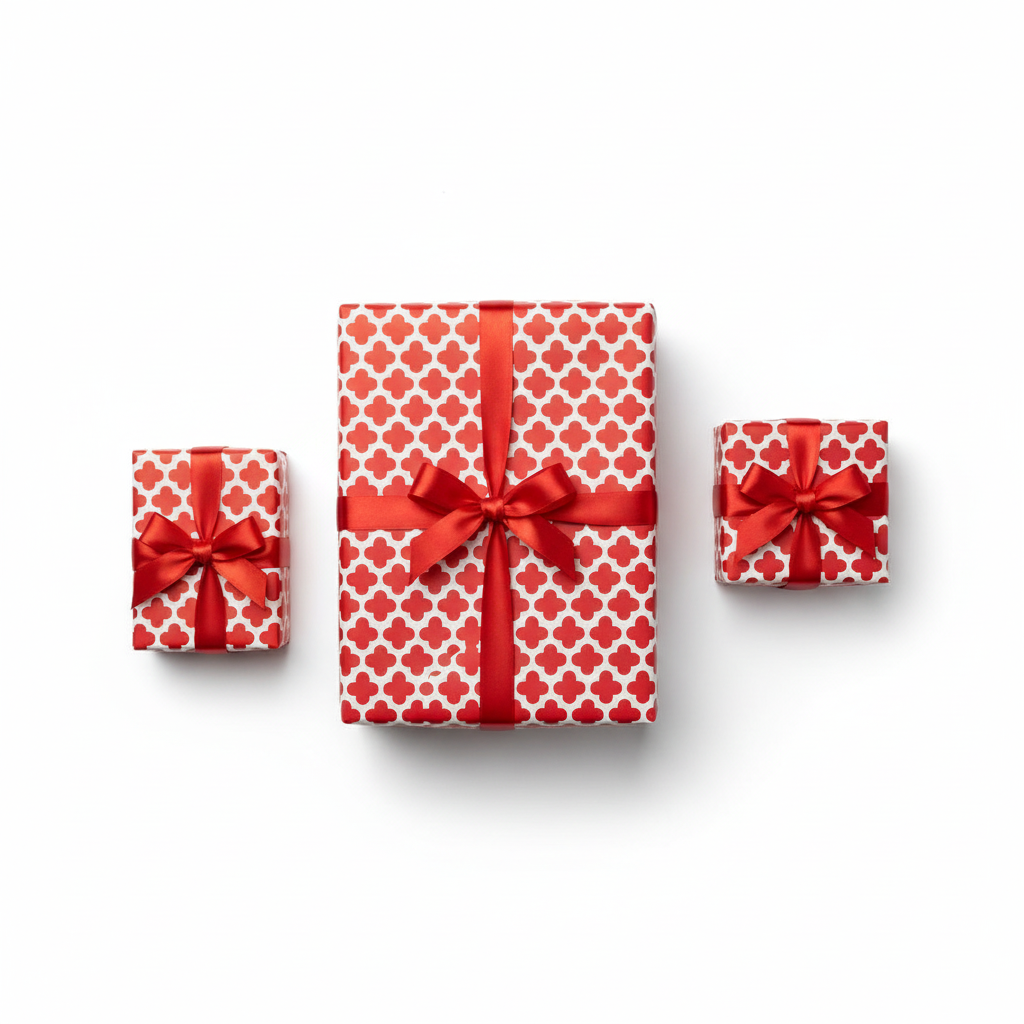 Wrapping Paper Red Geometric Clover (10 Meter Roll)