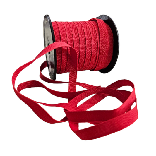 Red petersham ribbon. Width 10mm