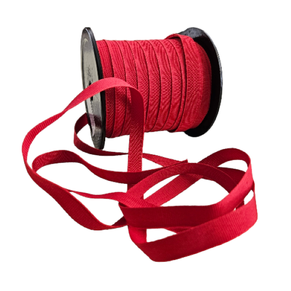 Red petersham ribbon. Width 10mm