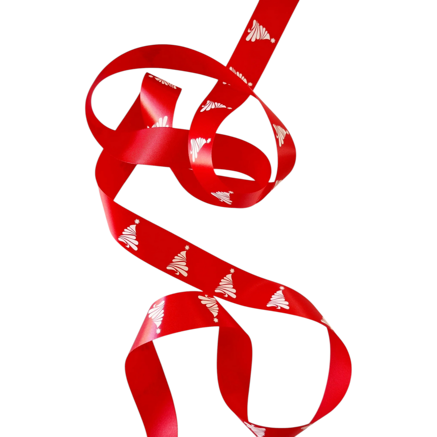 Satin Ribbon 15mm Christmas Tree Printed 10 Meter