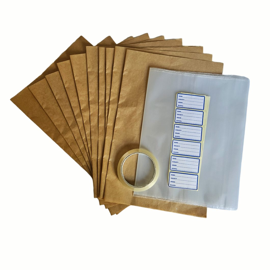 Back To School Kraft Book Cover Set (33 Piece)