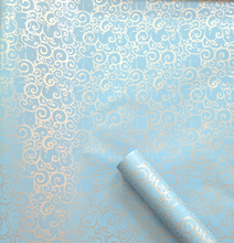 Load image into Gallery viewer, Wrapping Paper Light Blue with Silver Curls (10 Meter Roll)
