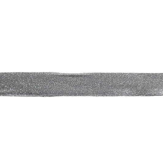 Silver metallic ribbon on a white background