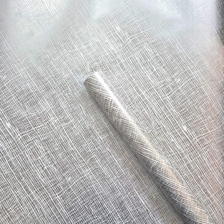 Wrapping Paper Silver and White Hessian Design (10 or 50 Meter Roll)