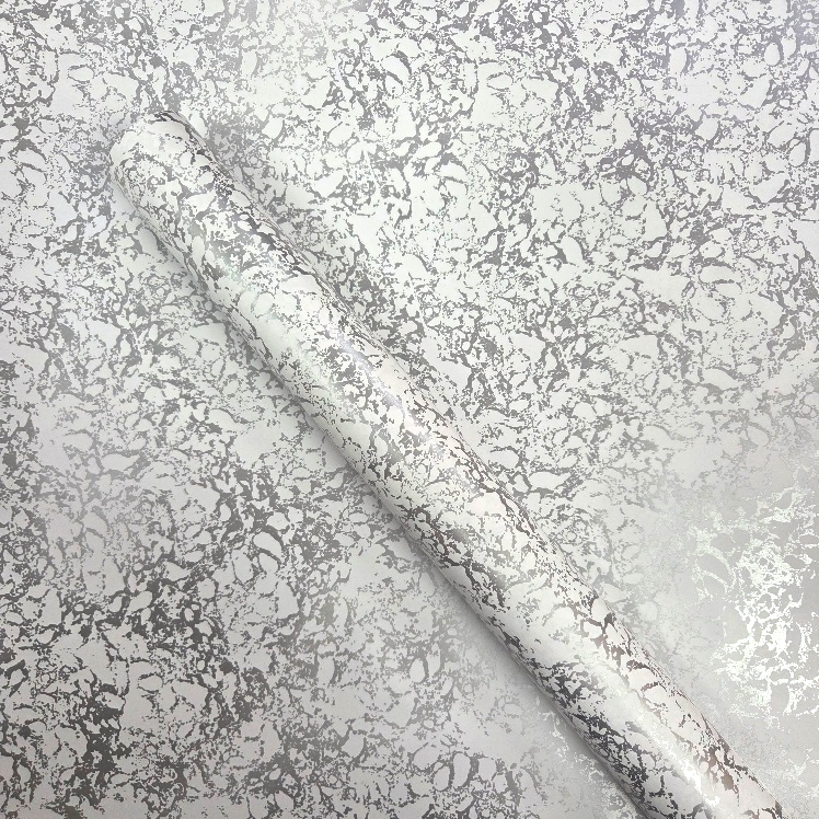 Wrapping Paper Silver Marble on White (10 or 50 Meter Roll)