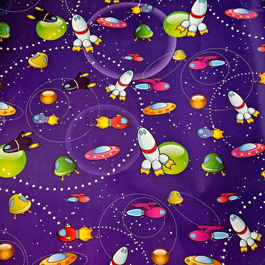 Wrapping Paper Rockets and Spaceships Sheets (Includes Core for Easy Storage)