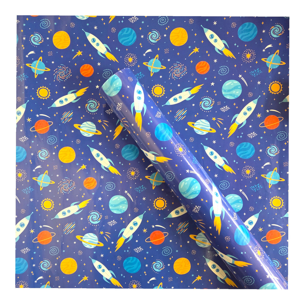 Wrapping Paper Starry Rockets Space (10 Meter Roll)