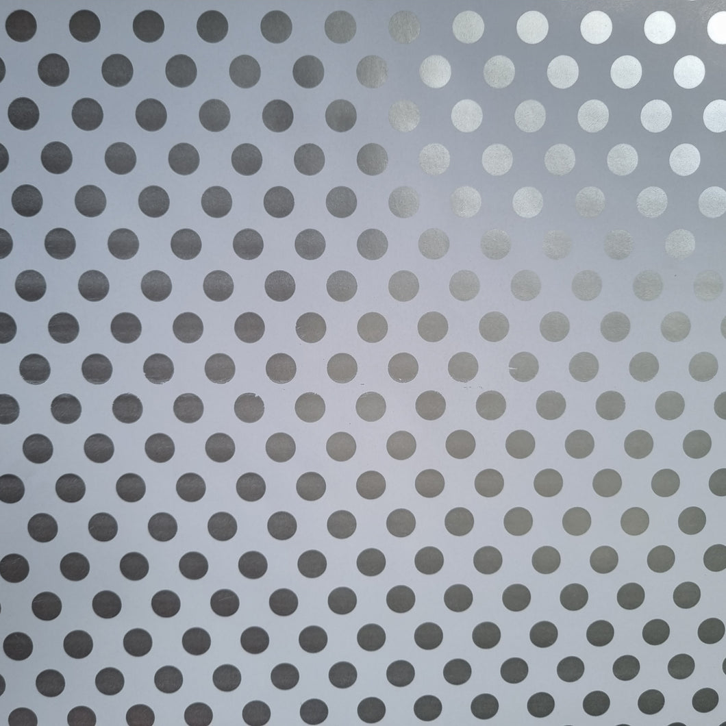 Wrapping Paper White with Metallic Silver Polka Dots (10 or 50 Meter Roll)