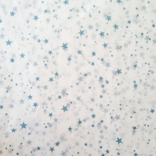 Sheeted Tissue Paper Metallic Light Blue Stars 4 Sheets