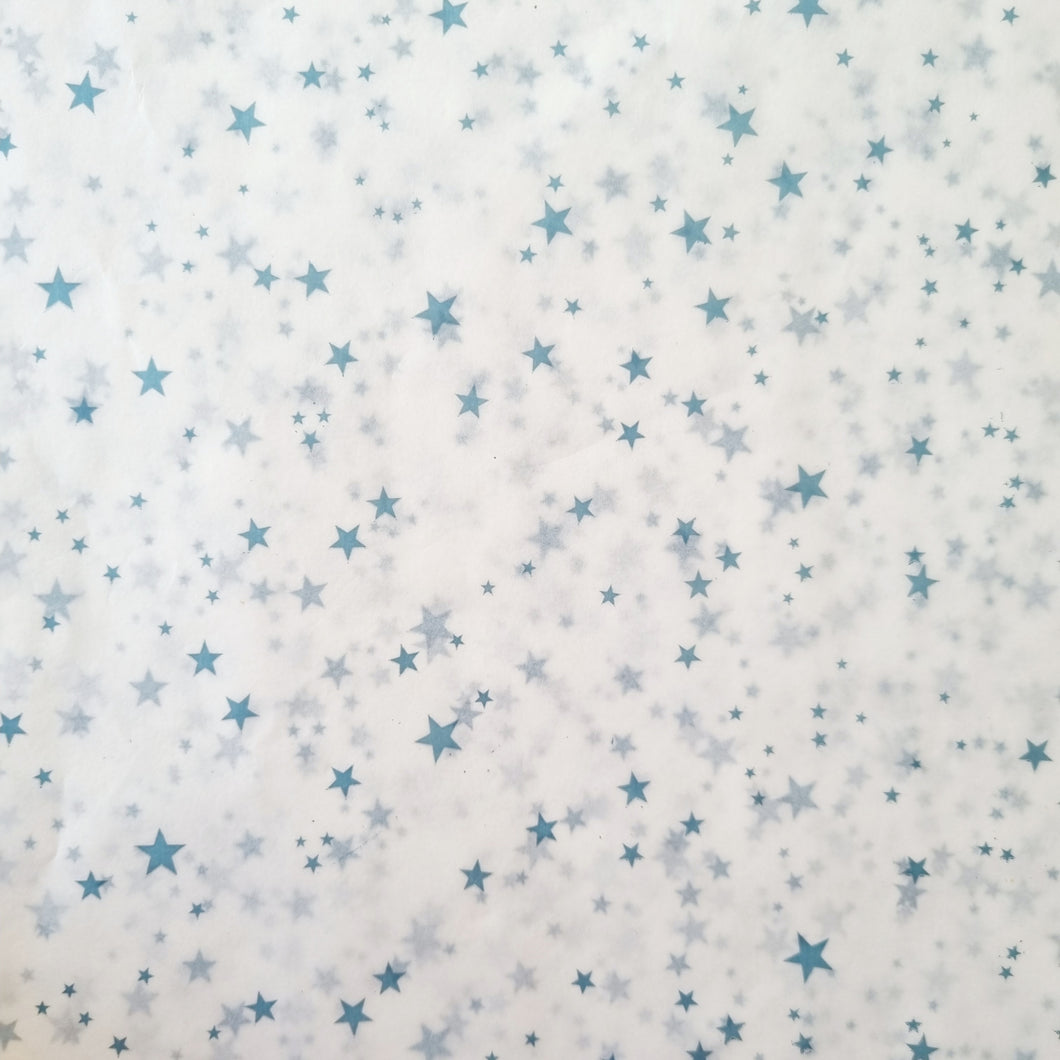 Sheeted Tissue Paper Metallic Light Blue Stars 4 Sheets