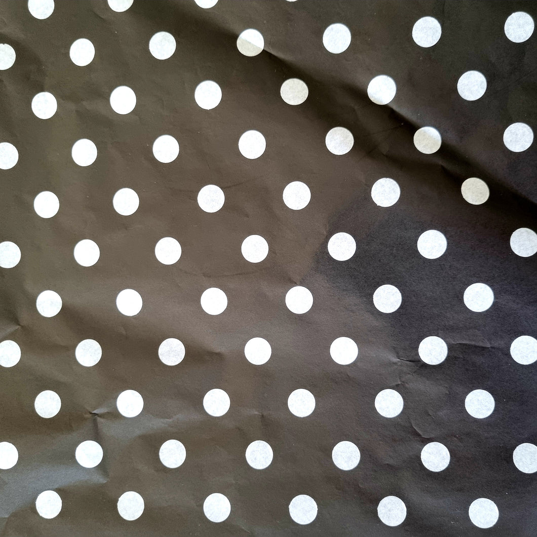 Tissue Paper Sheeted 500mm x 700mm Black with White Polka Dots