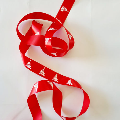 Christmas Tree Printed Satin Ribbon