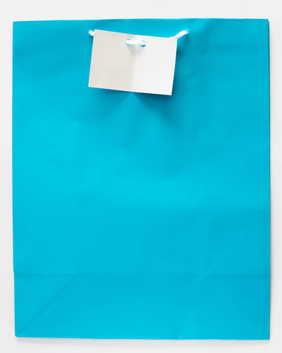 Gift Bag Matt Aqua Blue with Cord Handle and Tag