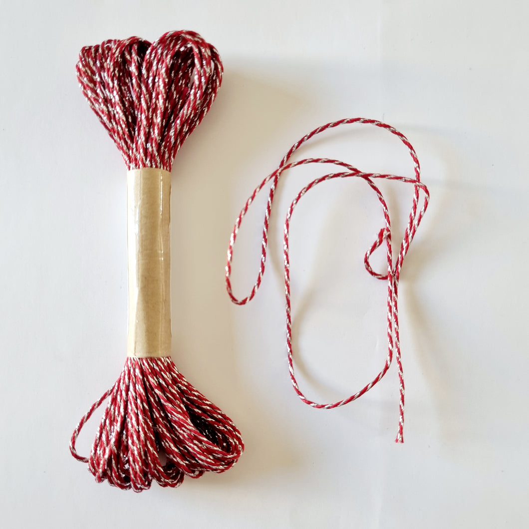 Bakers Twine Red with Silver Lurex