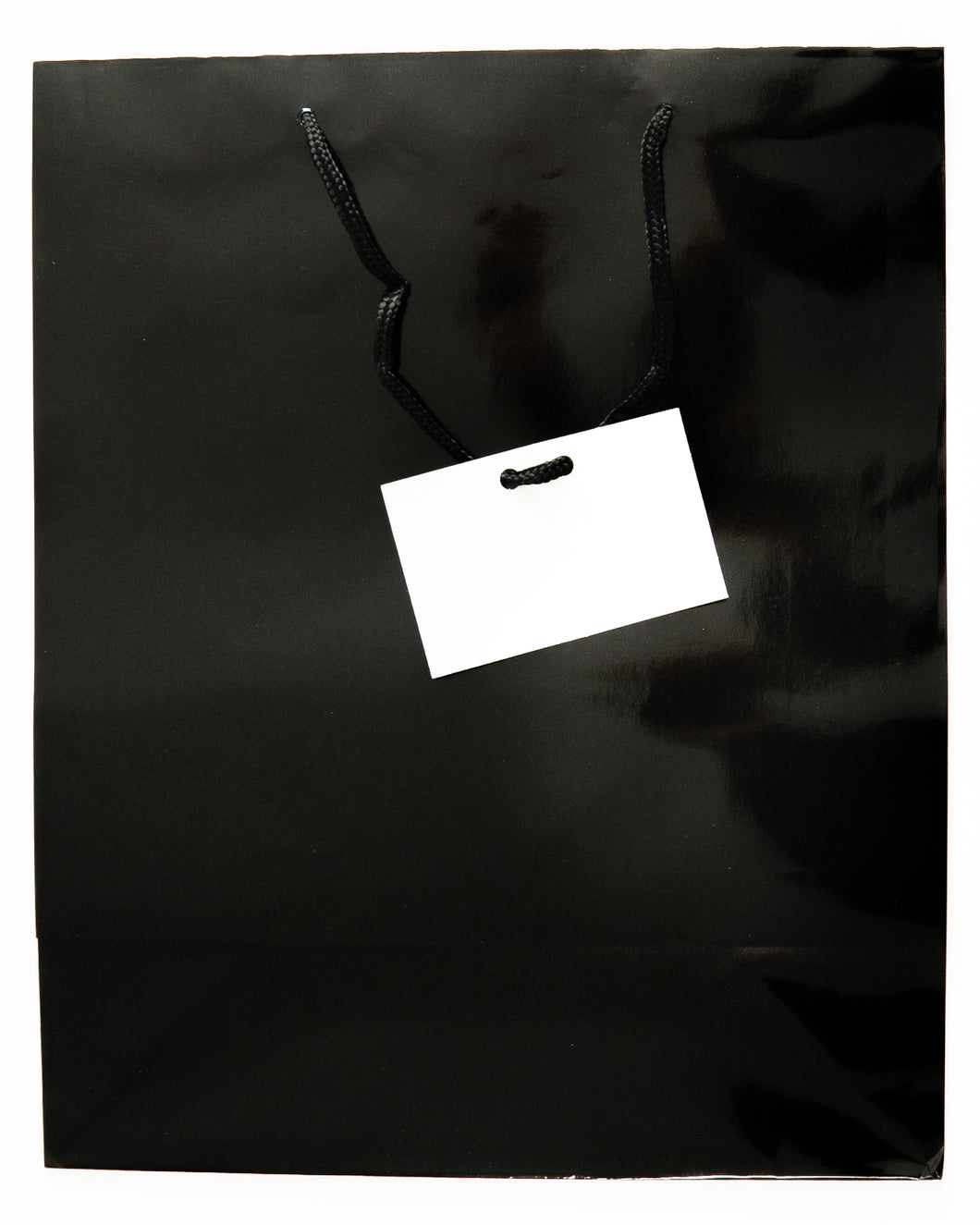 Gift Bag Matt Black with Cord Handle and Tag