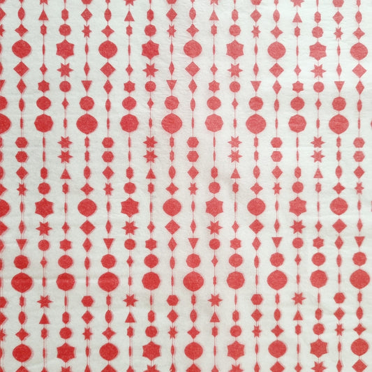 Tissue Paper White with Red Christmas Decorative Pattern