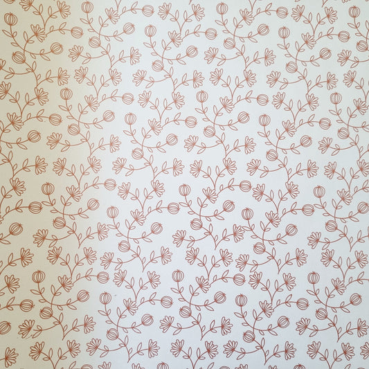 Floral Wrapping Paper, White with Bronze Blossoms