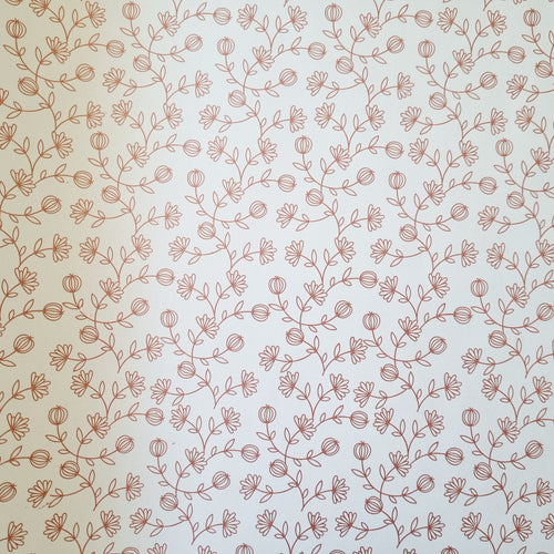 Floral Wrapping Paper, White with Bronze Blossoms