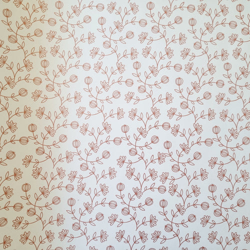 Floral Wrapping Paper, White with Bronze Blossoms