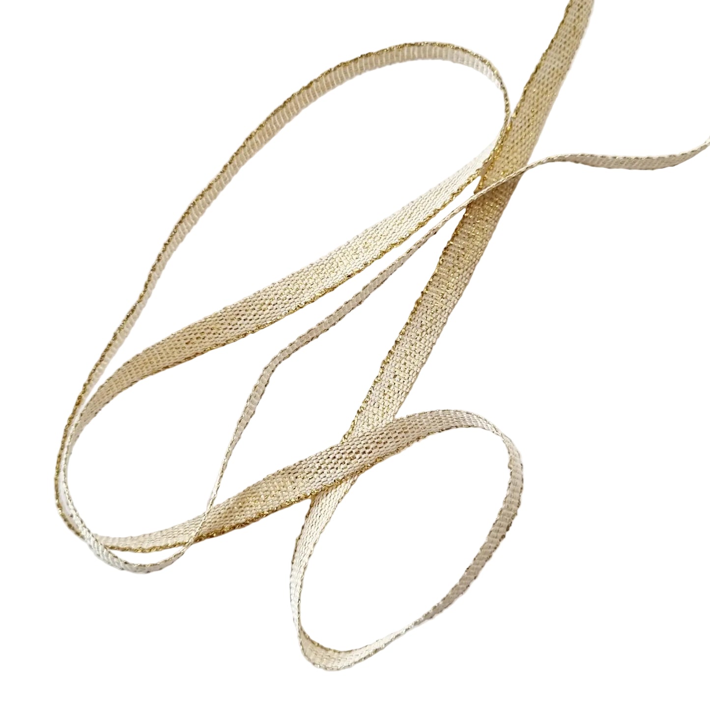 Petersham Ribbon White with Gold Lurex 6mm