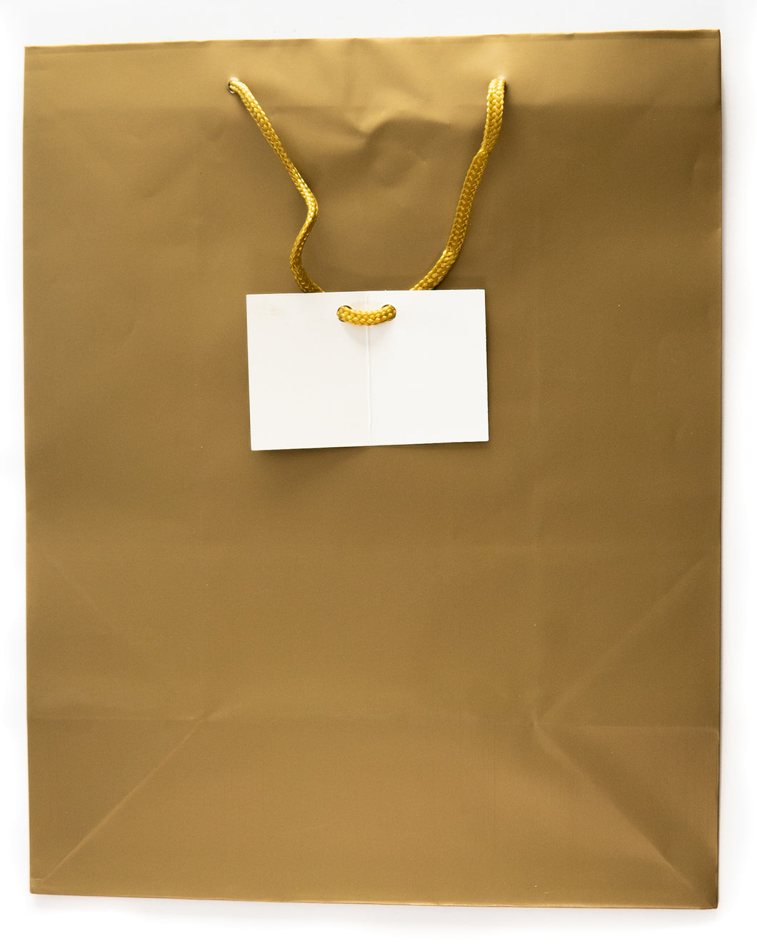 Gift Bag Gold with Cord Handle and Tag