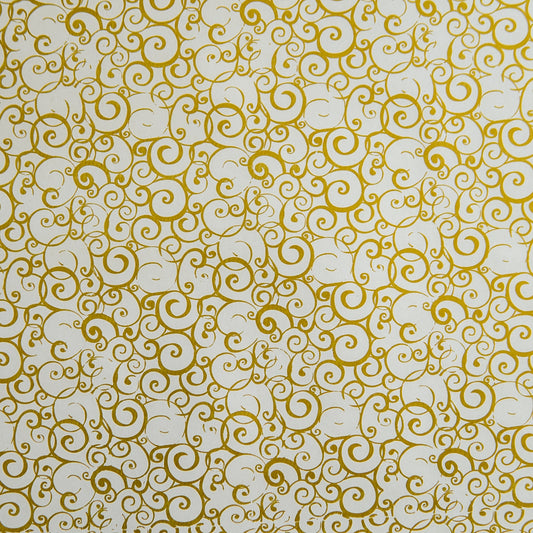 Wrapping Paper White with Gold Curls (10 Meter Roll)